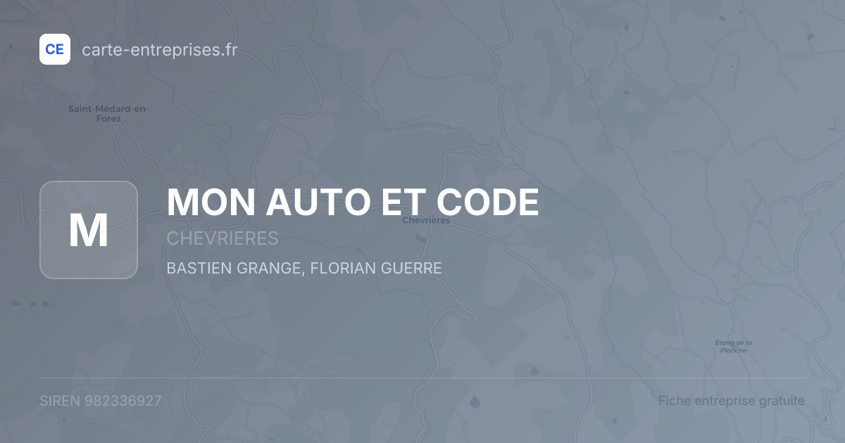 MON AUTO ET CODE — 982336927 — fiche entreprise