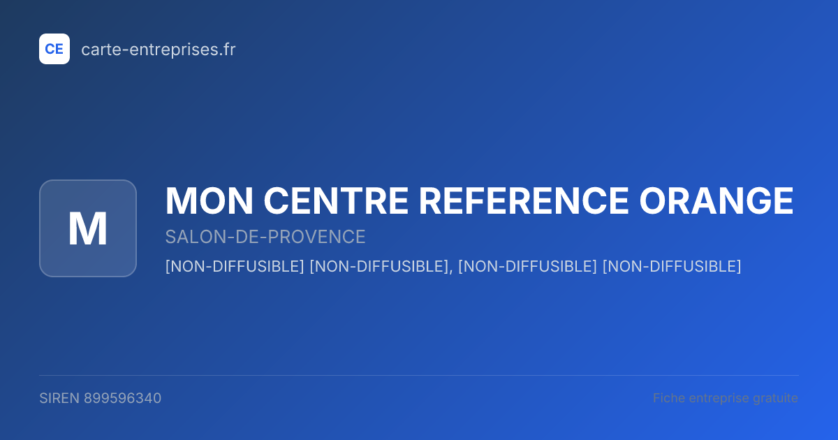 MON CENTRE REFERENCE ORANGE — 899596340 — fiche entreprise