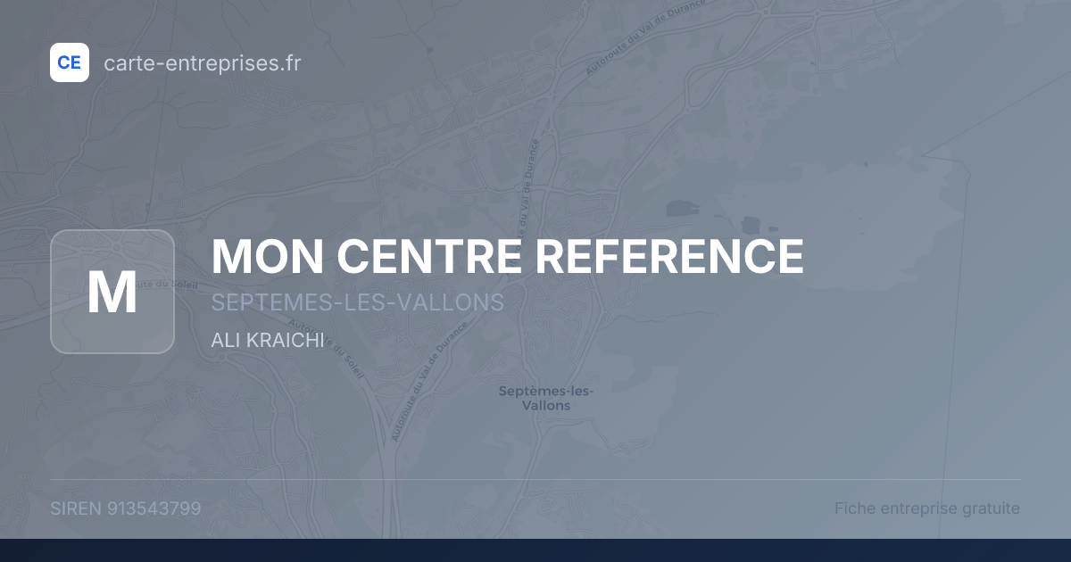MON CENTRE REFERENCE — 913543799 — fiche entreprise