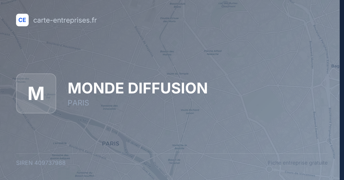 MONDE DIFFUSION — 409737988 — fiche entreprise