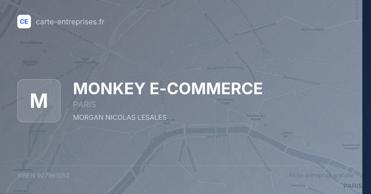 MONKEY E-COMMERCE — 927961052 — fiche entreprise