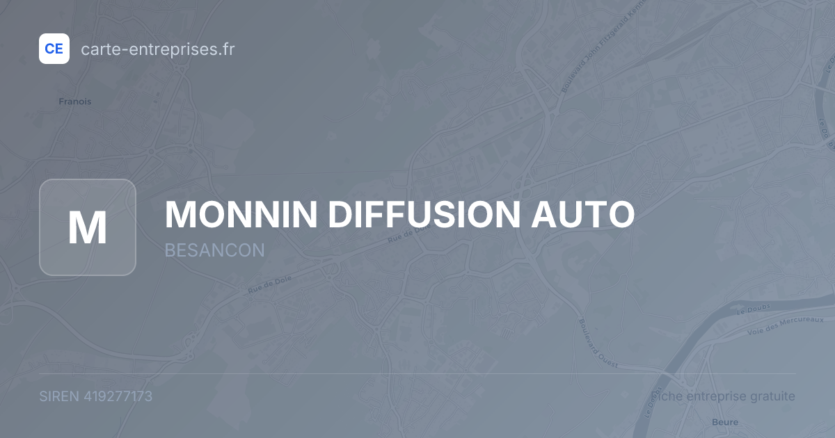 MONNIN DIFFUSION AUTO — 419277173 — fiche entreprise