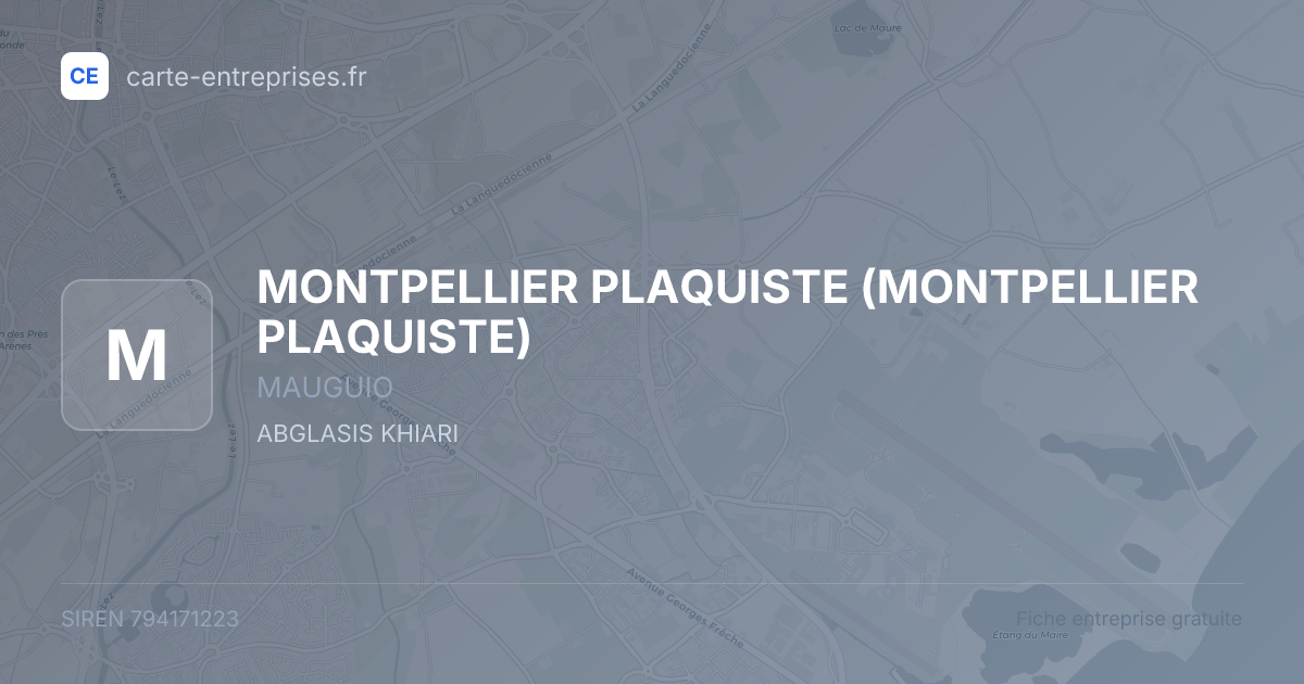 MONTPELLIER PLAQUISTE (MONTPELLIER PLAQUISTE) — 794171223 — fiche entreprise