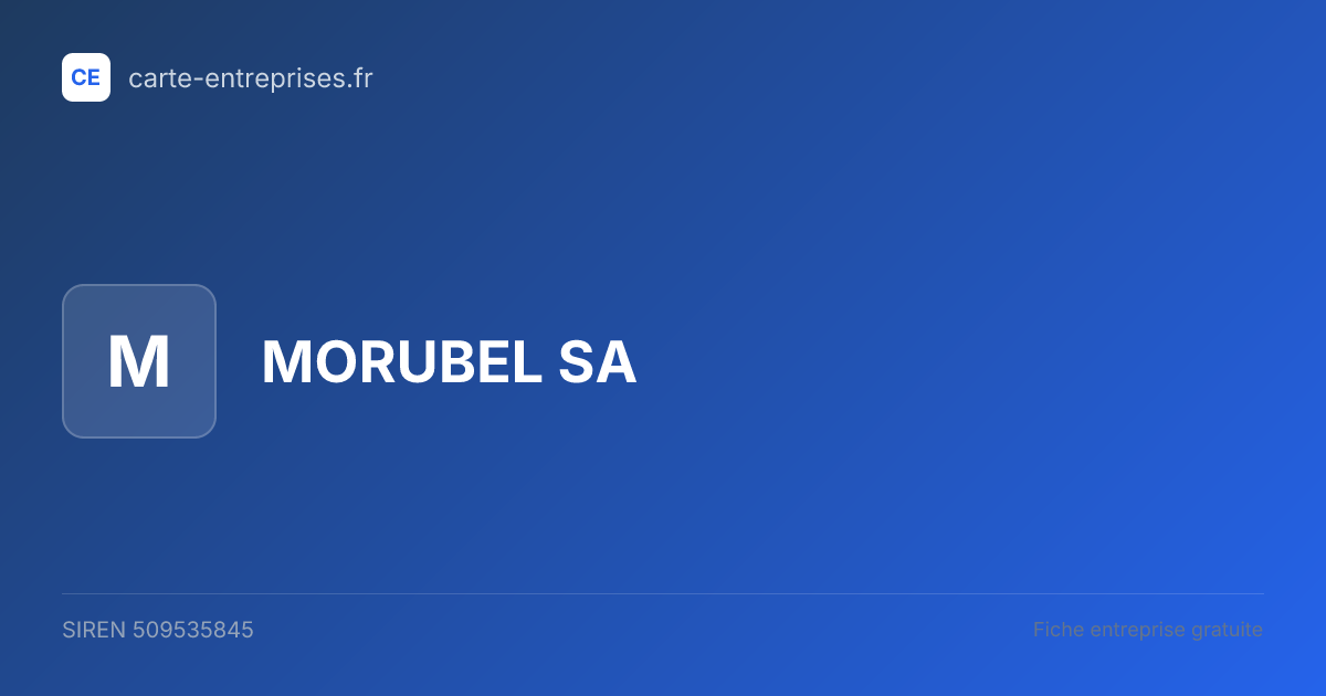 MORUBEL SA — 509535845 — fiche entreprise