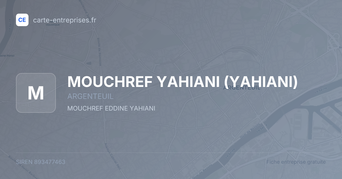 MOUCHREF YAHIANI (YAHIANI) — 893477463 — fiche entreprise