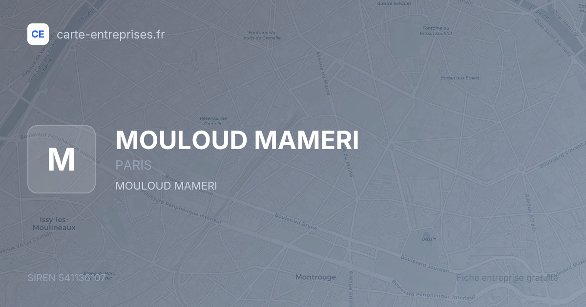 MOULOUD MAMERI — 541136107 — fiche entreprise
