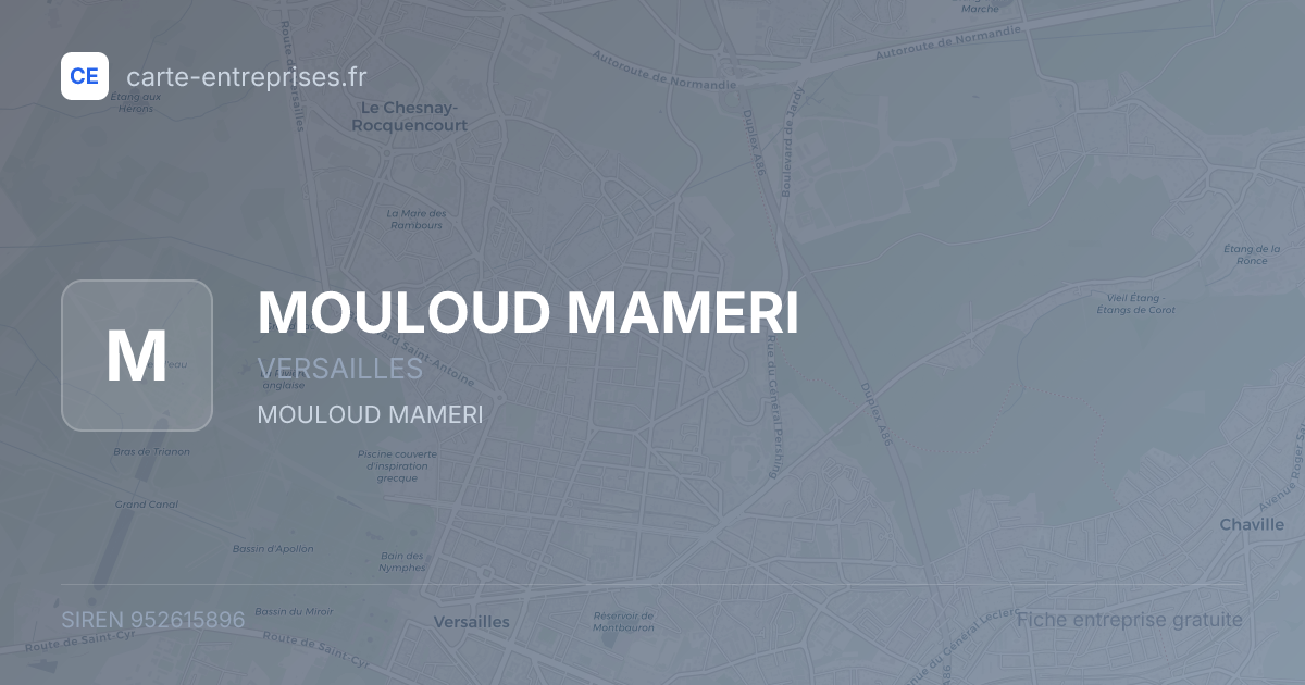 MOULOUD MAMERI — 952615896 — fiche entreprise