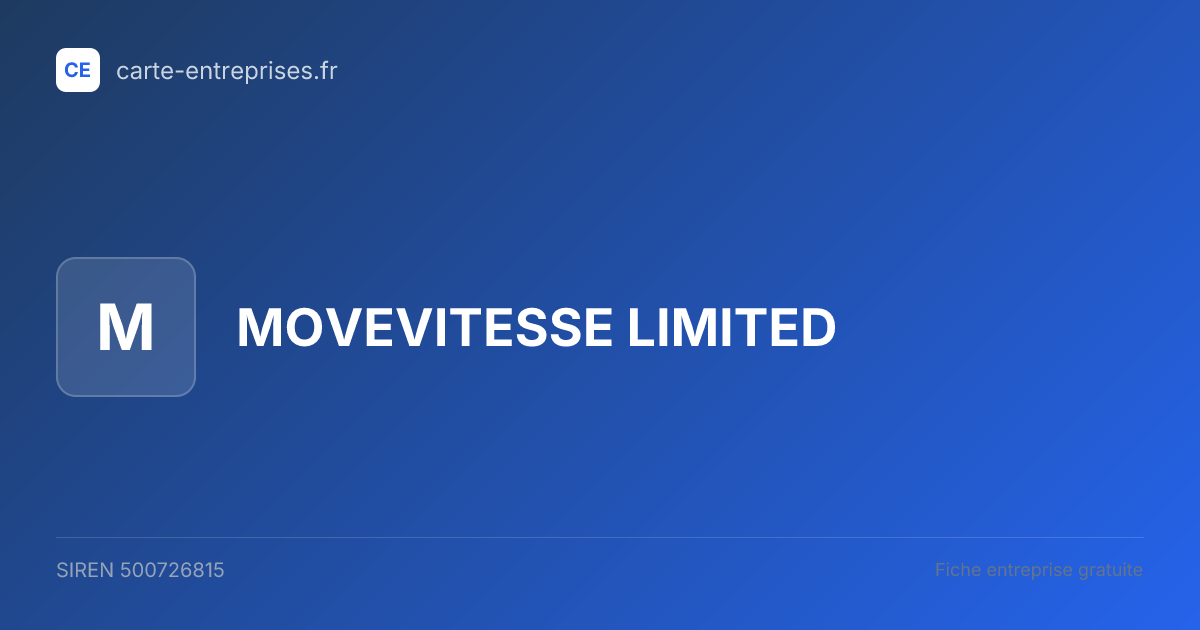 MOVEVITESSE LIMITED — 500726815 — fiche entreprise