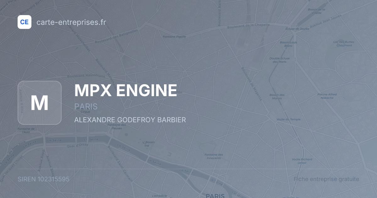 MPX ENGINE — 102315595 — fiche entreprise