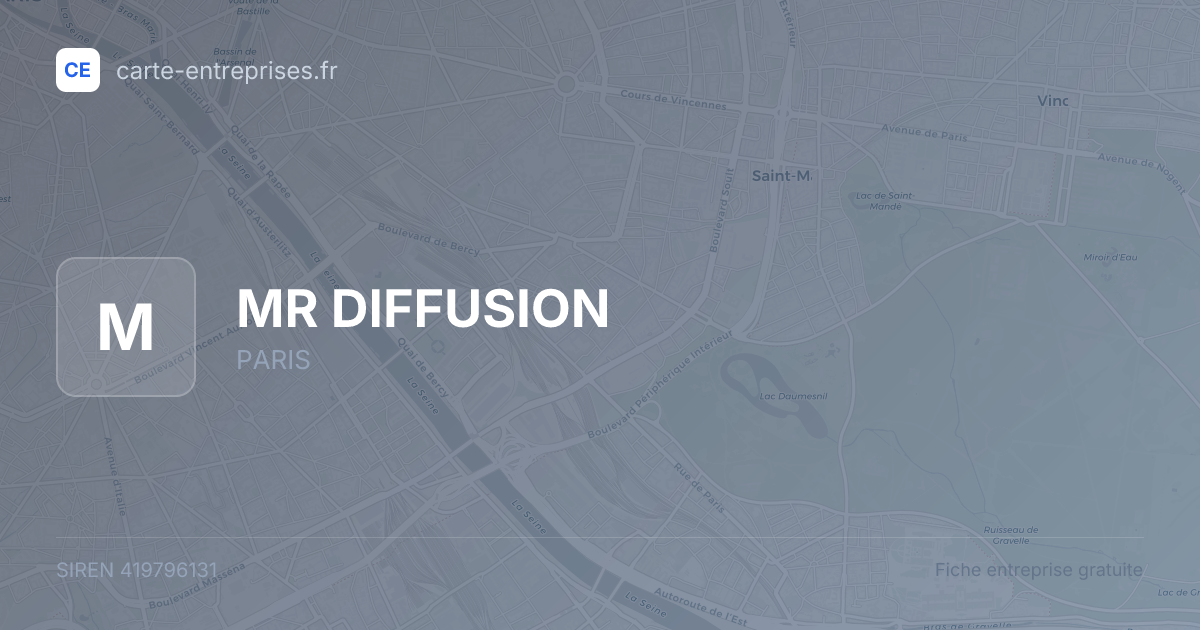 MR DIFFUSION — 419796131 — fiche entreprise