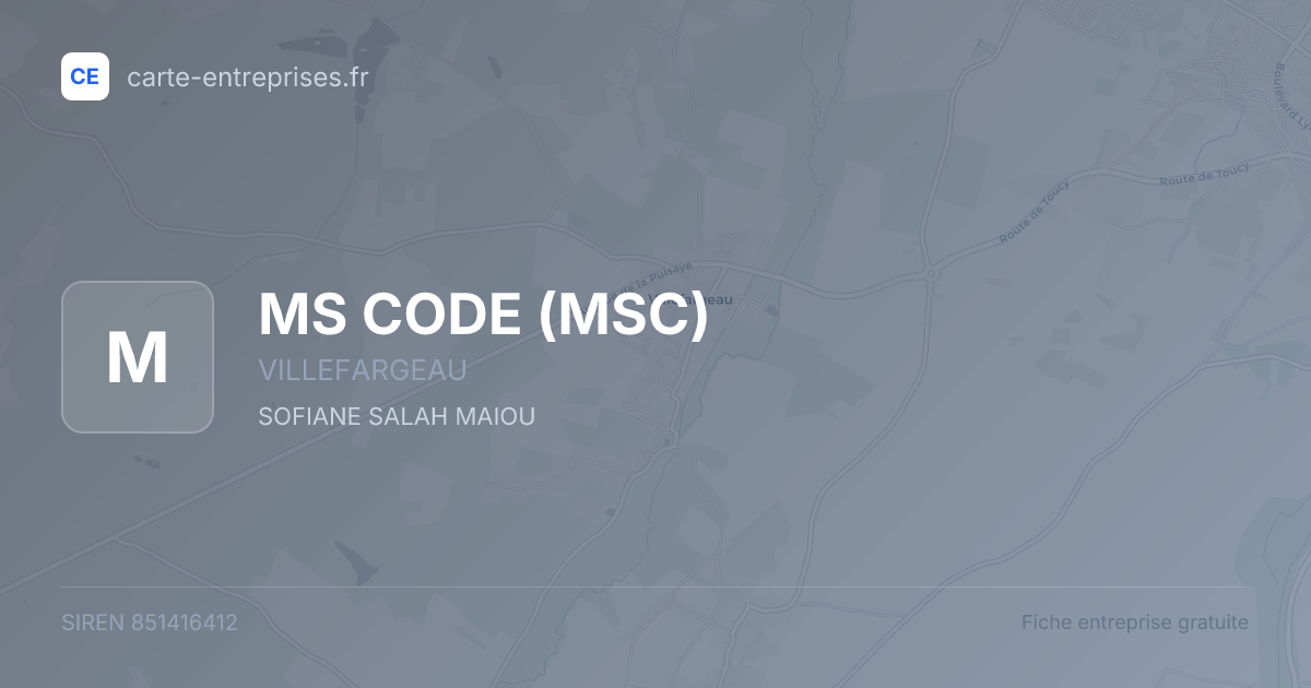 MS CODE (MSC) — 851416412 — fiche entreprise