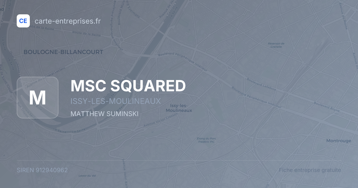 MSC SQUARED — 912940962 — fiche entreprise