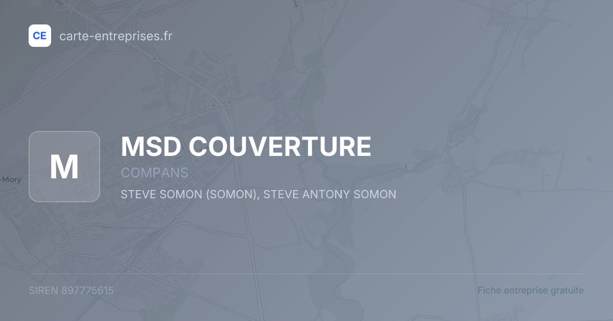 MSD COUVERTURE — 897775615 — fiche entreprise