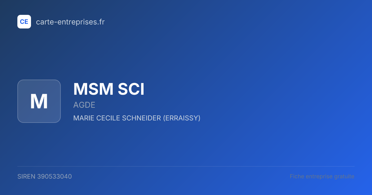 MSM SCI — 390533040 — fiche entreprise