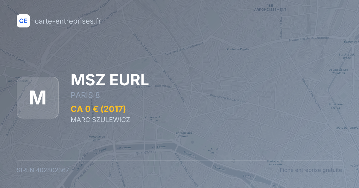MSZ EURL — 402802367 — fiche entreprise
