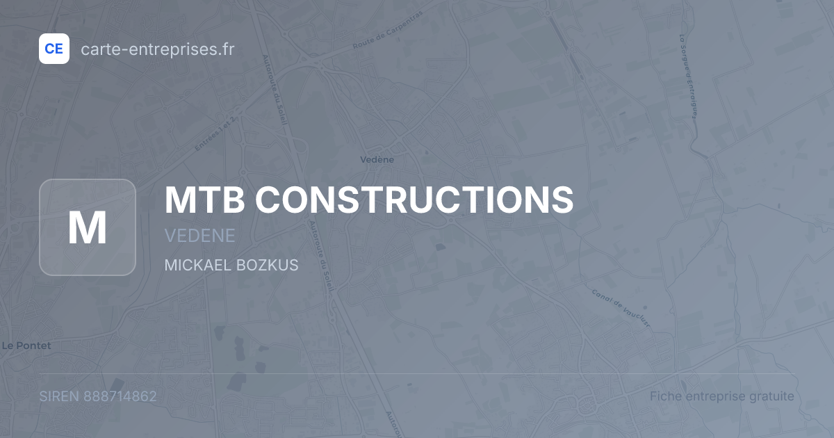 MTB CONSTRUCTIONS — 888714862 — fiche entreprise