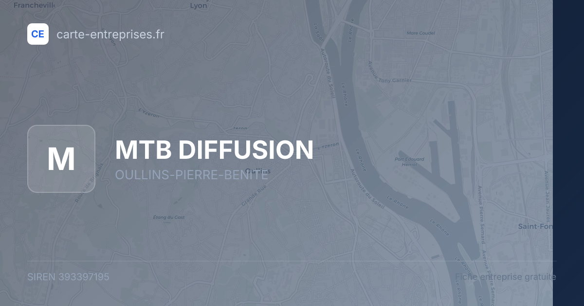 MTB DIFFUSION — 393397195 — fiche entreprise