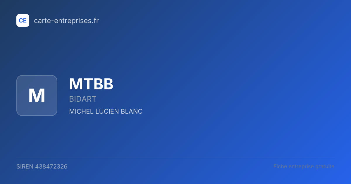 MTBB — 438472326 — fiche entreprise