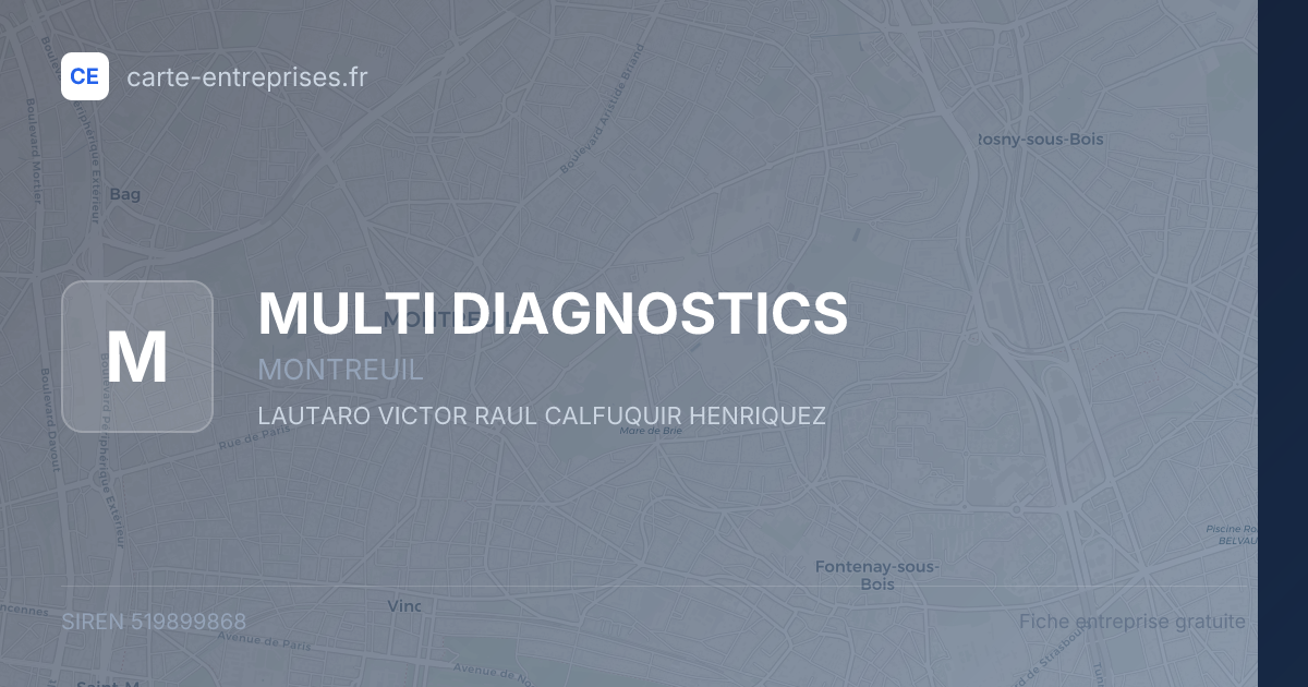MULTI DIAGNOSTICS — 519899868 — fiche entreprise