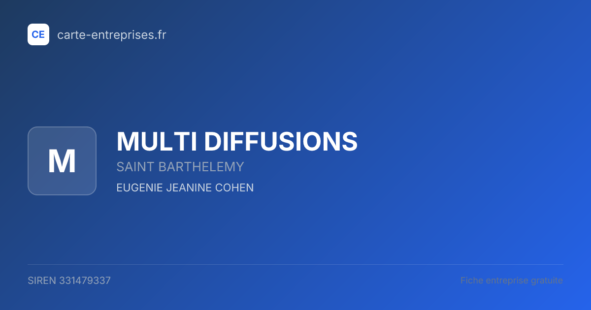 MULTI DIFFUSIONS — 331479337 — fiche entreprise