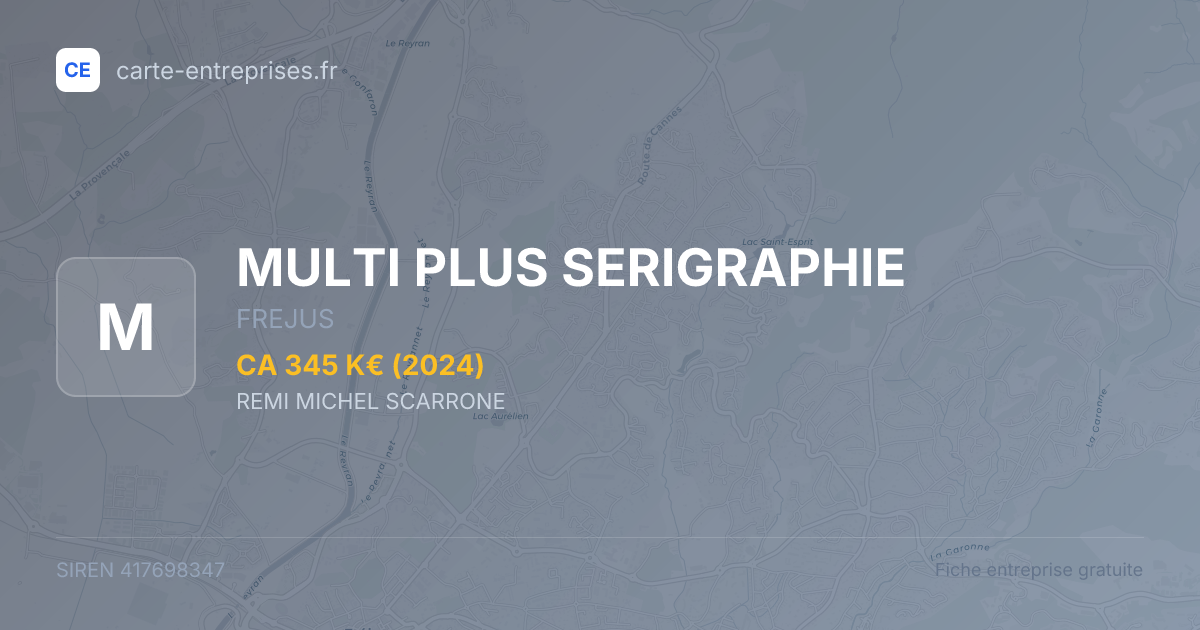 MULTI PLUS SERIGRAPHIE — 417698347 — fiche entreprise