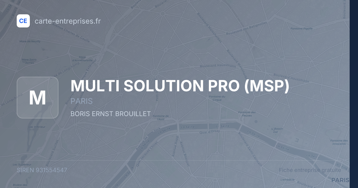 MULTI SOLUTION PRO (MSP) — 931554547 — fiche entreprise