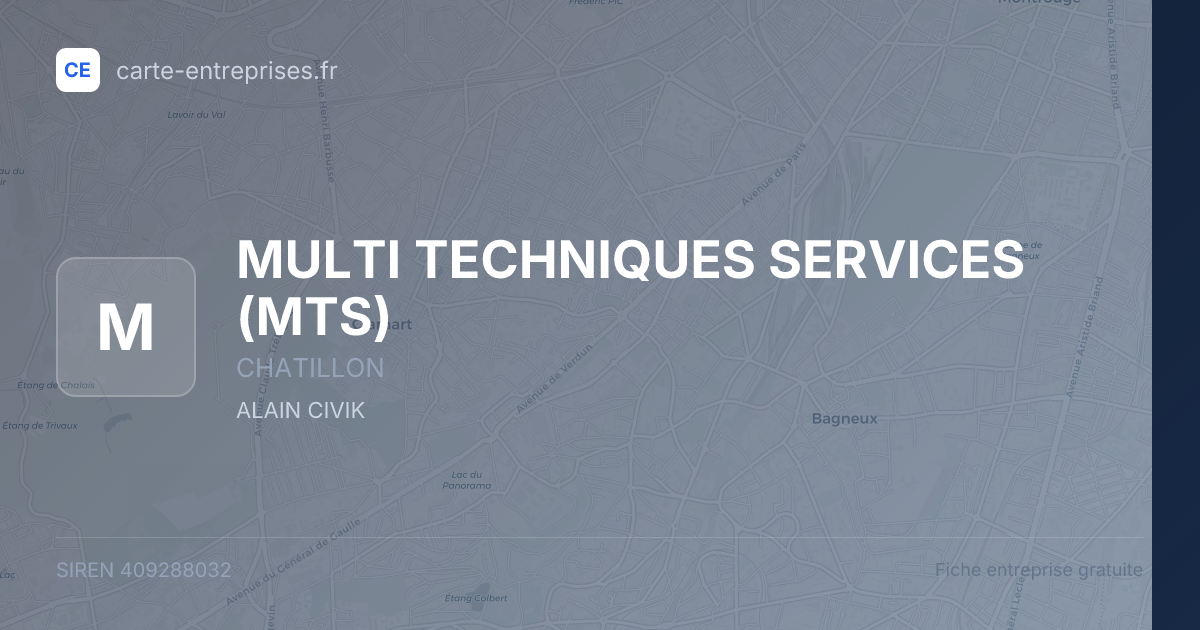 MULTI TECHNIQUES SERVICES (MTS) — 409288032 — fiche entreprise