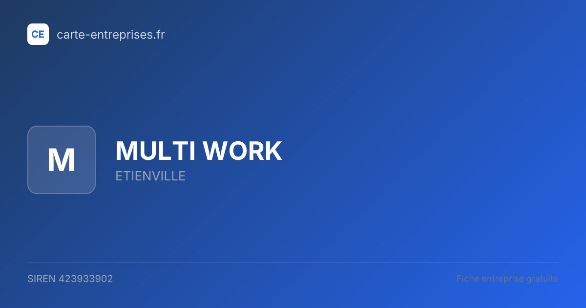 MULTI WORK — 423933902 — fiche entreprise