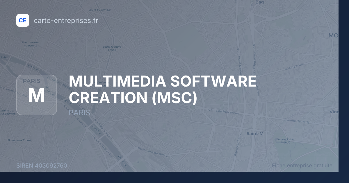 MULTIMEDIA SOFTWARE CREATION (MSC) — 403092760 — fiche entreprise