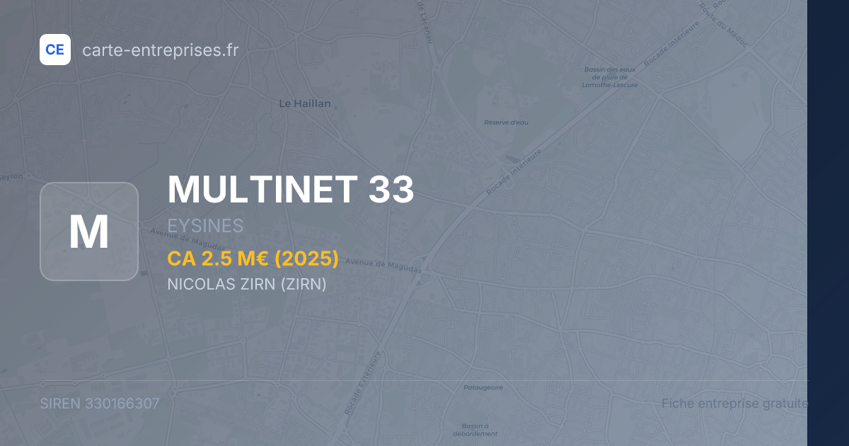 MULTINET 33 — 330166307 — fiche entreprise