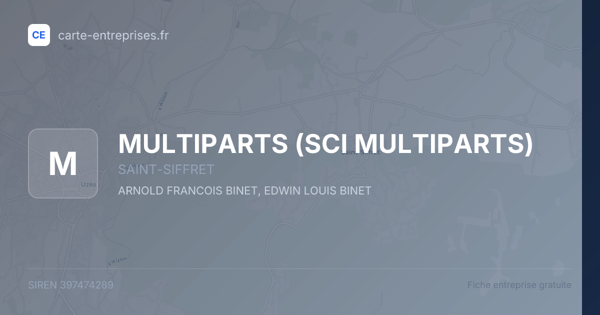 MULTIPARTS (SCI MULTIPARTS) — 397474289 — fiche entreprise