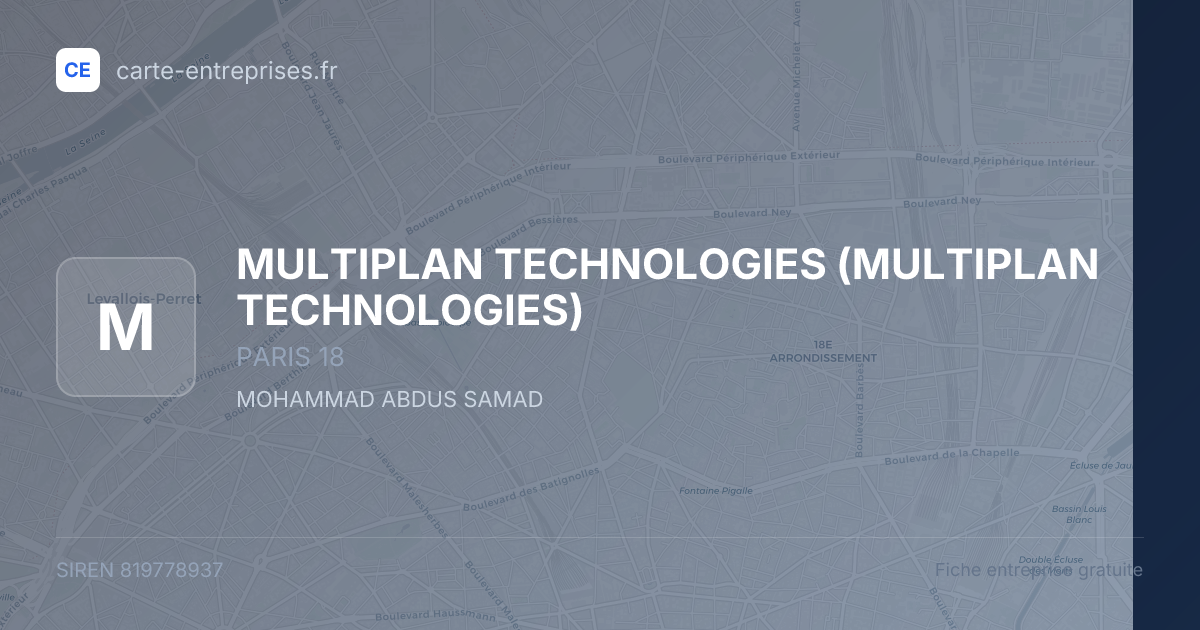 MULTIPLAN TECHNOLOGIES — 819778937 — fiche entreprise