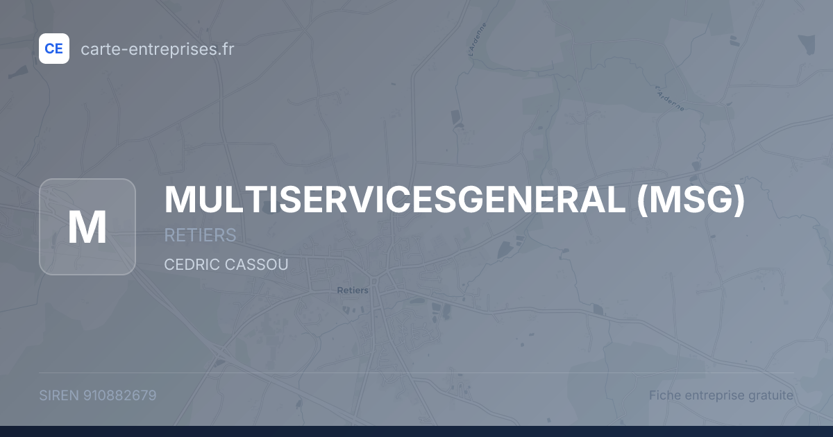 MULTISERVICESGENERAL (MSG) — 910882679 — fiche entreprise