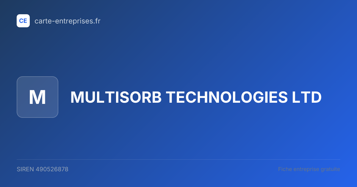 MULTISORB TECHNOLOGIES LTD — 490526878 — fiche entreprise