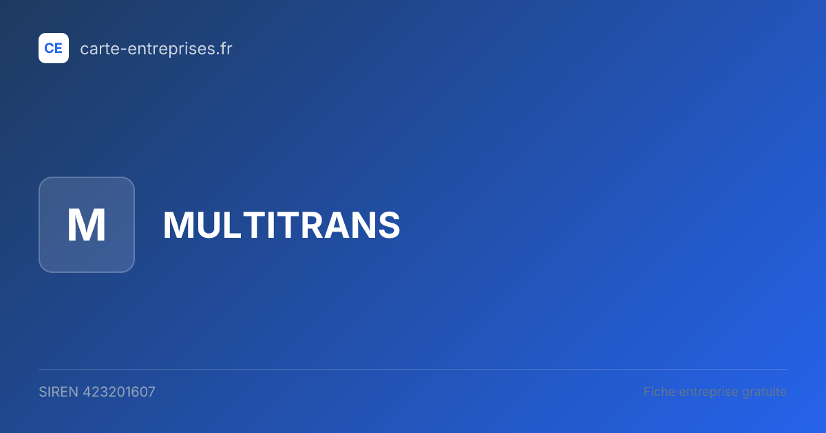 MULTITRANS — 423201607 — fiche entreprise