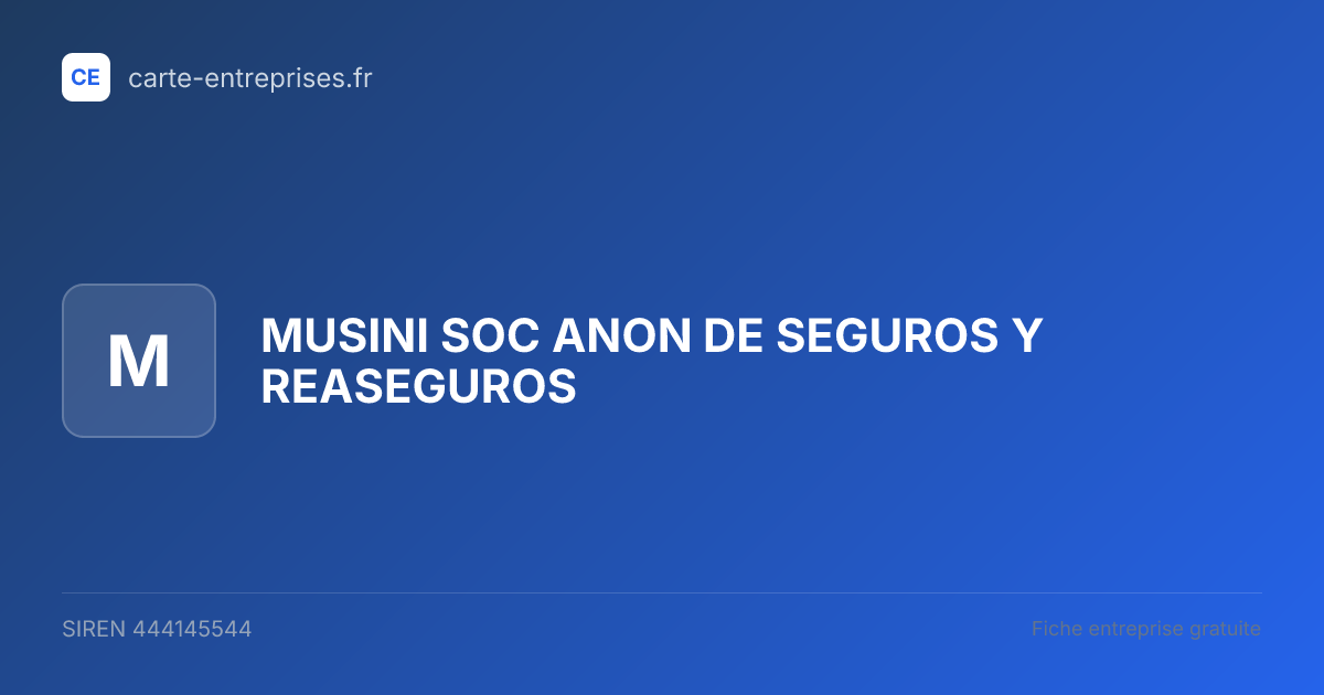 MUSINI SOC ANON DE SEGUROS Y REASEGUROS — 444145544 — fiche entreprise