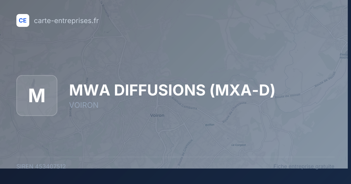 MWA DIFFUSIONS (MXA-D) — 453407512 — fiche entreprise
