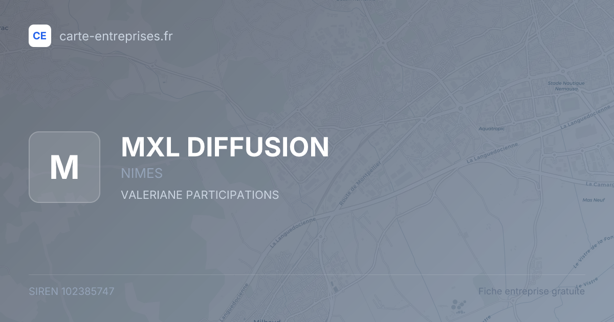 MXL DIFFUSION — 102385747 — fiche entreprise