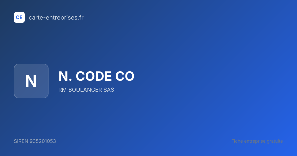 N. CODE CO — 935201053 — fiche entreprise