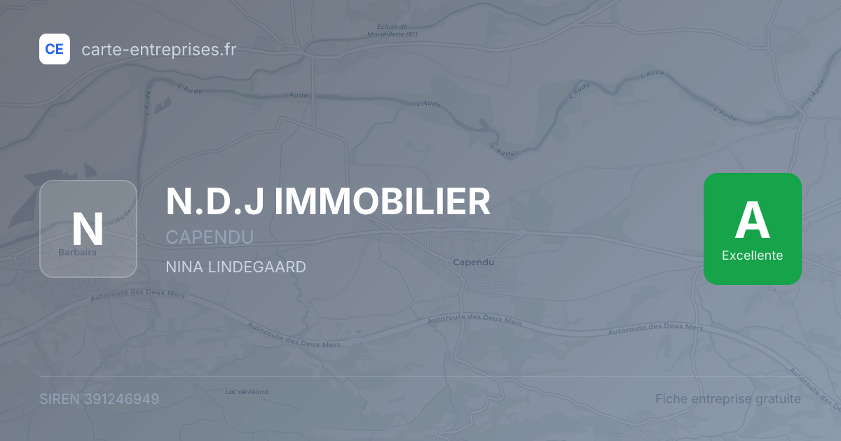 N.D.J IMMOBILIER — 391246949 — fiche entreprise