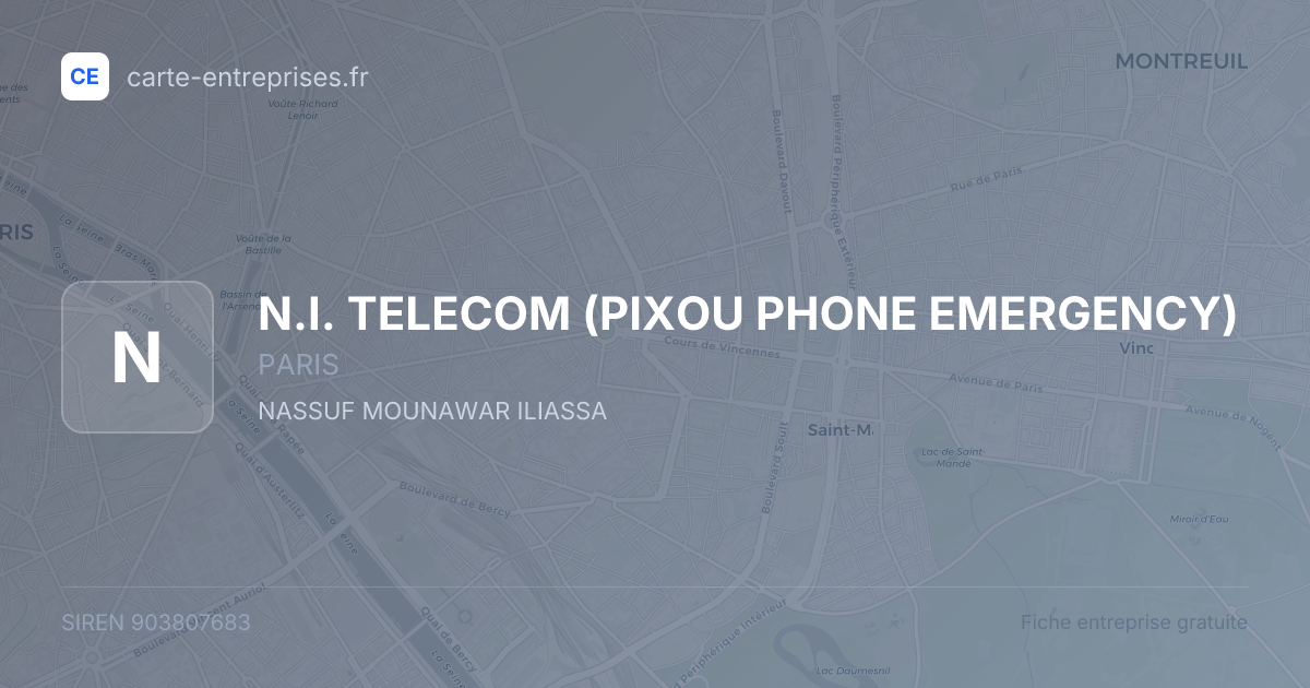 N.I. TELECOM (PIXOU PHONE EMERGENCY) — 903807683 — fiche entreprise