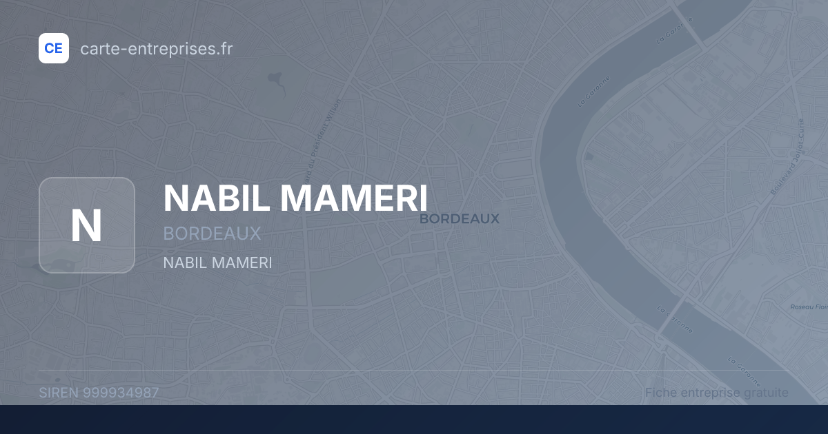NABIL MAMERI — 999934987 — fiche entreprise