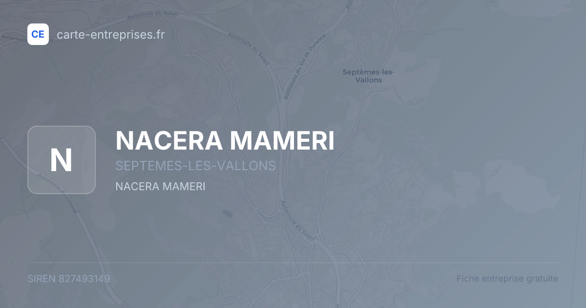 NACERA MAMERI — 827493149 — fiche entreprise