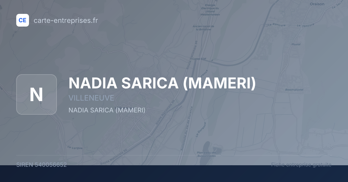 NADIA SARICA (MAMERI) — 540056652 — fiche entreprise