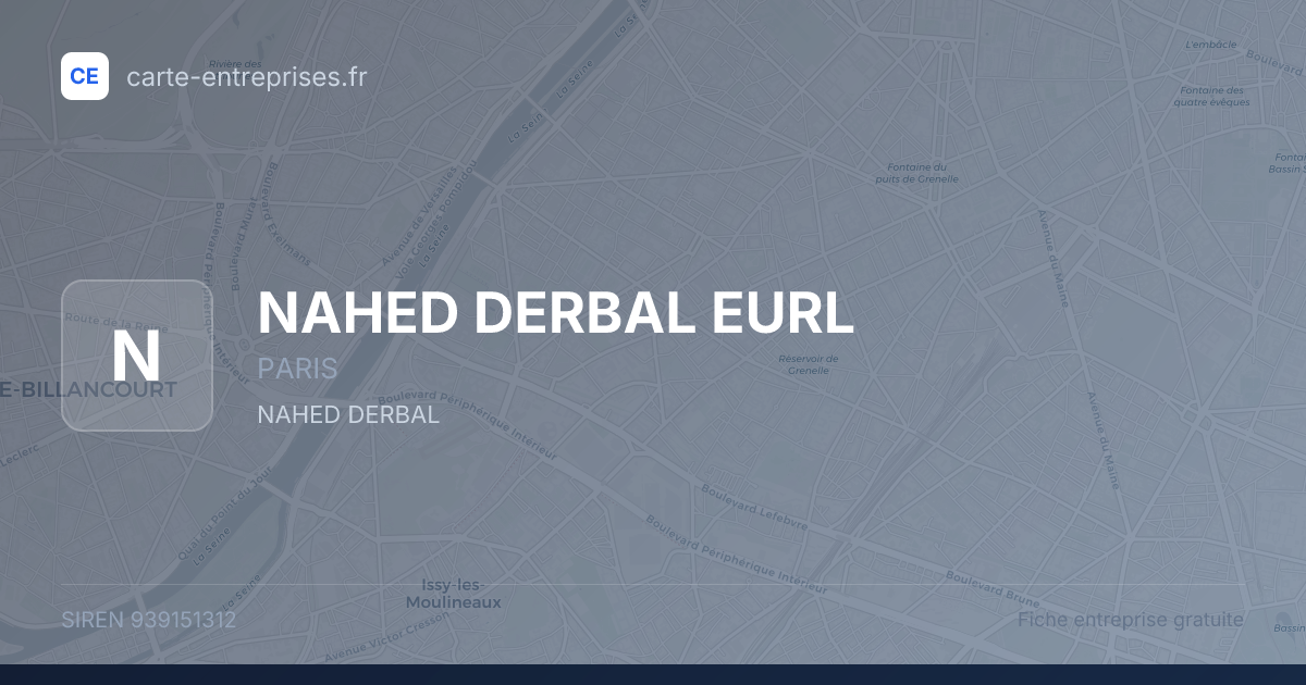 NAHED DERBAL EURL — 939151312 — fiche entreprise