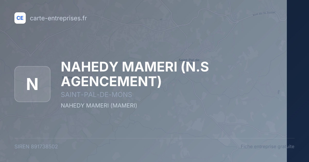 NAHEDY MAMERI (N.S AGENCEMENT) — 891738502 — fiche entreprise