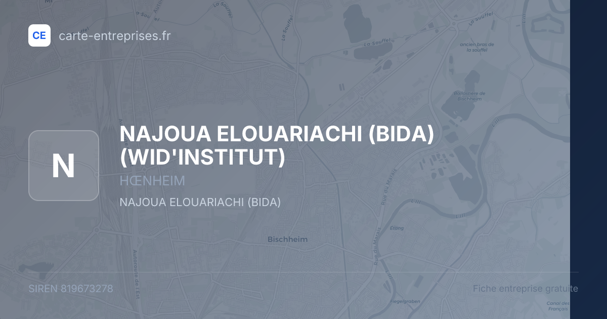 NAJOUA ELOUARIACHI (BIDA) (WID'INSTITUT) — 819673278 — fiche entreprise