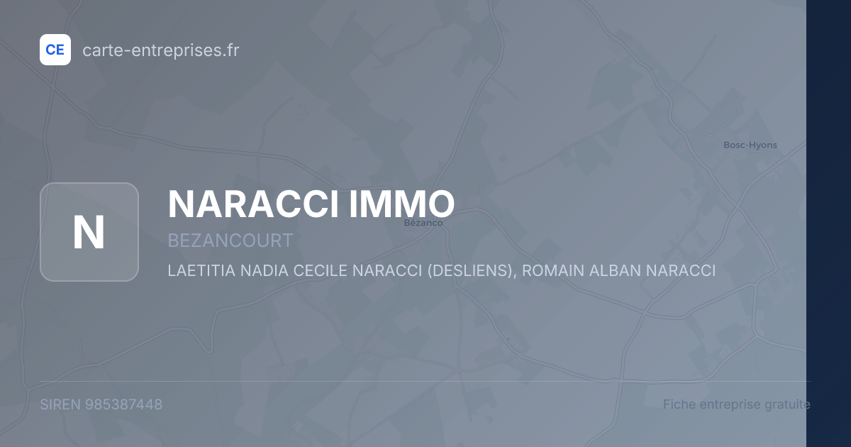 NARACCI IMMO — 985387448 — fiche entreprise