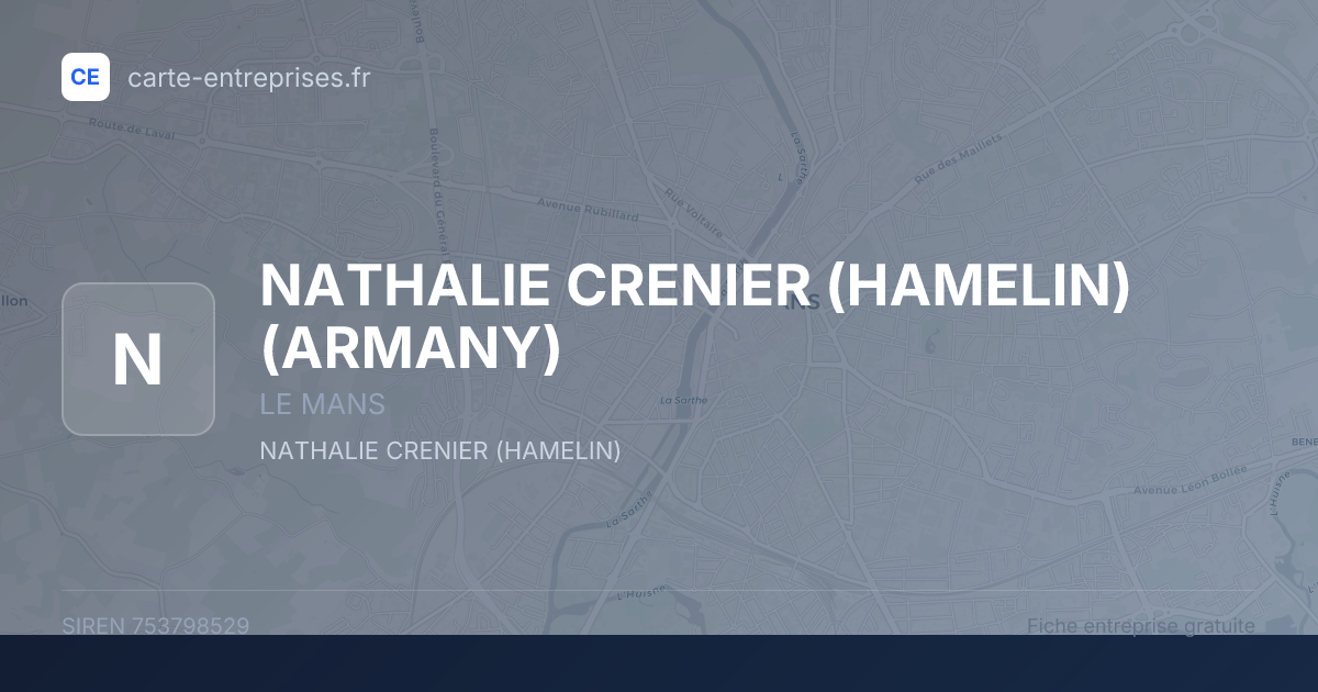 NATHALIE CRENIER (HAMELIN) (ARMANY) — 753798529 — fiche entreprise