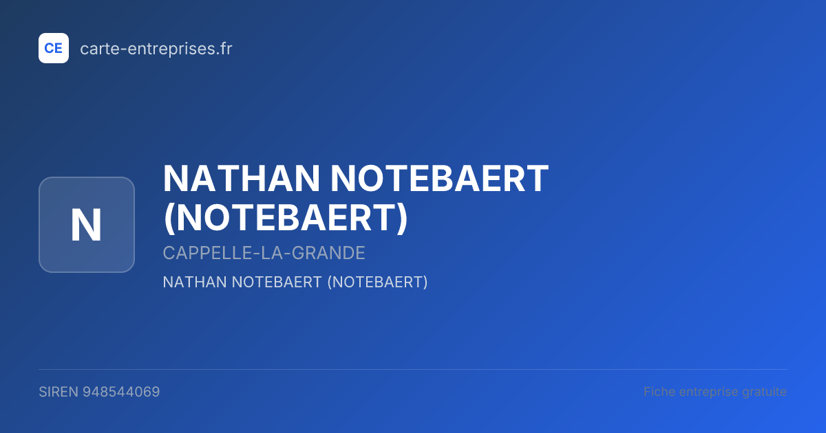NATHAN NOTEBAERT (NOTEBAERT) — 948544069 — fiche entreprise